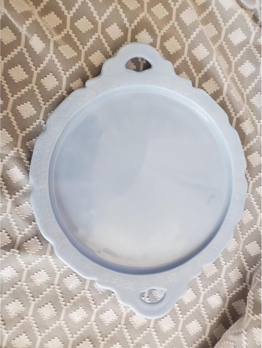 Jeannette Glass Cherry Blossom handled Serving Plate,Delphine Blue